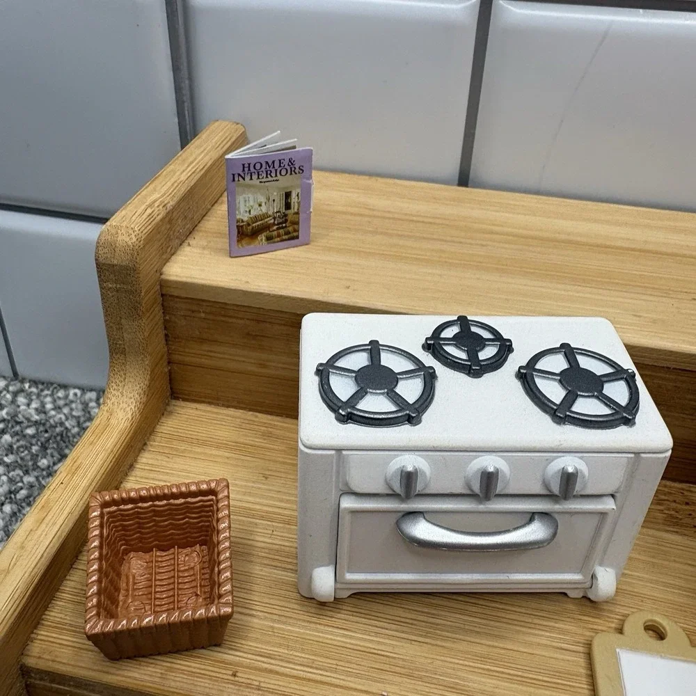 Epoch Calico Critters Kitchen Dollhouse Furniture VTG Tiny Foods Too Cute